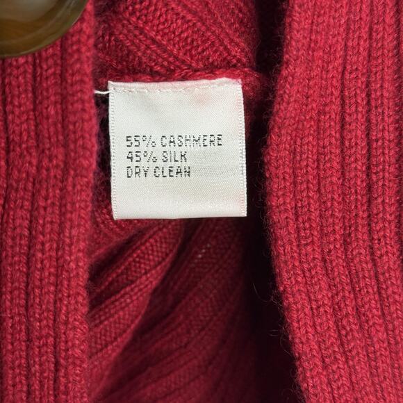 Talbots Sweater Womens Medium Red Cashmere Silk Blend One Button Cardigan Crop - Picture 5 of 8
